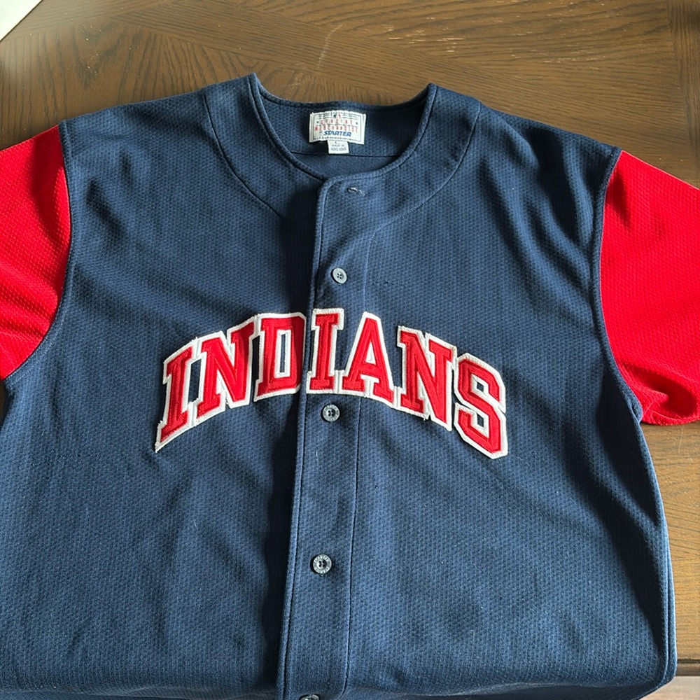 Cleveland Indians Starter Vintage 1990's Stitched Baseball Jersey Shirt Men's L